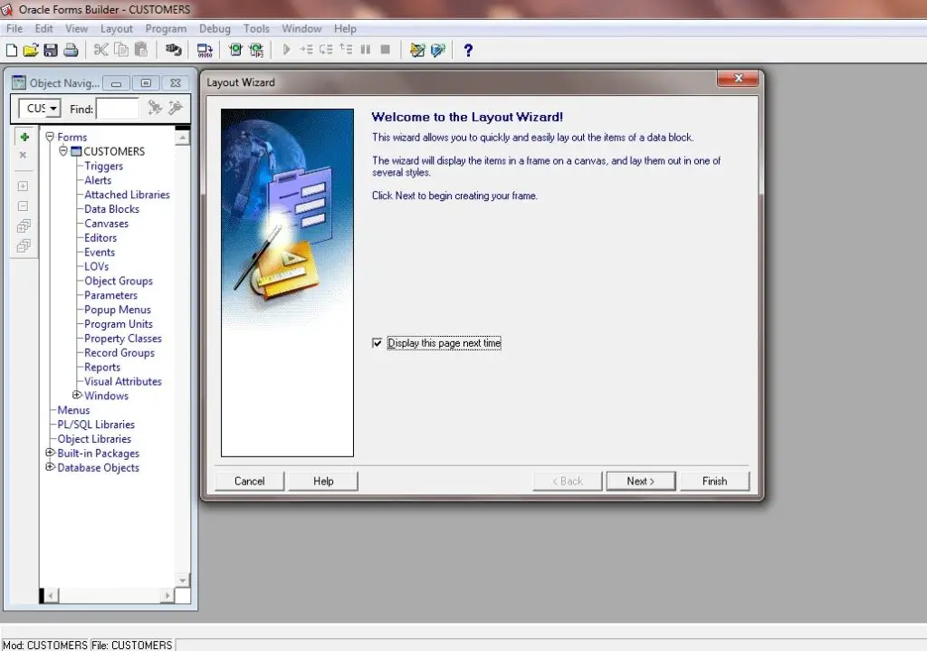 Create Wizard Layout Oracle Forms 11g: Display in a frame on a canvas