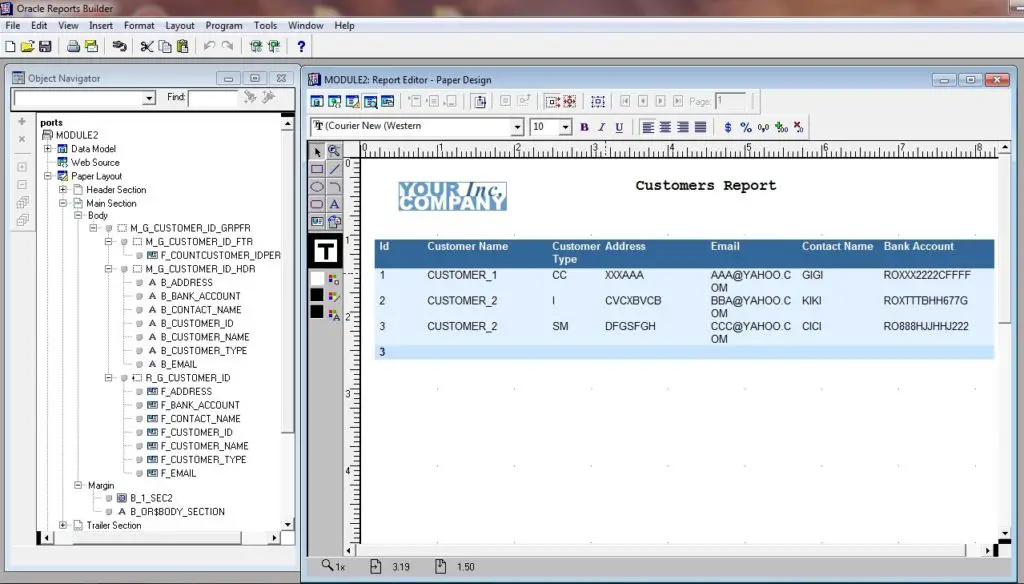 Oracle Run Module Report Editor Paper Design Oracle Reports 11g