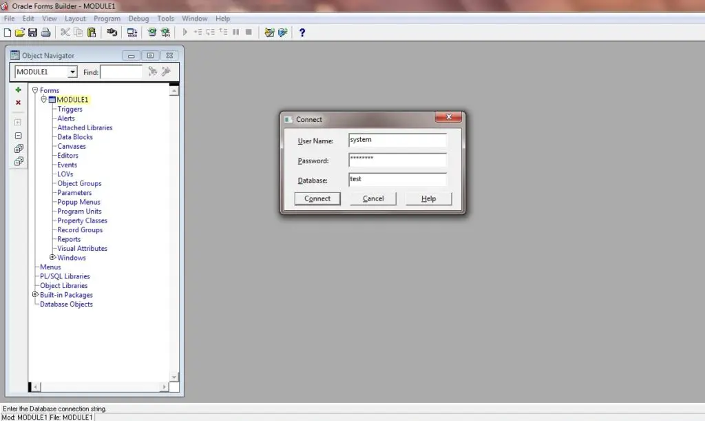 Picture 3: Connect Oracle Forms 11g to database 11g